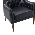 Fauteuil crapaud d'appoint Justo 28,5 po de large en cuir véritable capitonné avec pieds en bois massif pour salon | ART OF LIVING DESIGNS