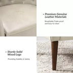 Fauteuil crapaud d'appoint Justo 28,5 po de large en cuir véritable capitonné avec pieds en bois massif pour salon | ART OF LIVING DESIGNS