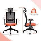 Costway Chaise de bureau en maille grand format Chaise de direction ergonomique réglable en hauteur 180 kg