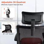 Costway Chaise de bureau en maille grand format Chaise de direction ergonomique réglable en hauteur 180 kg