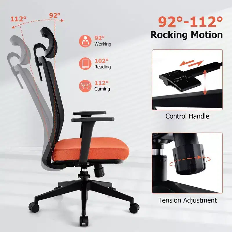 Costway Chaise de bureau en maille grand format Chaise de direction ergonomique réglable en hauteur 180 kg