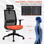 Costway Chaise de bureau en maille grand format Chaise de direction ergonomique réglable en hauteur 180 kg