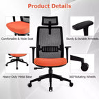 Costway Chaise de bureau en maille grand format Chaise de direction ergonomique réglable en hauteur 180 kg