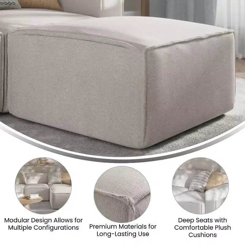 Canapé sectionnel modulaire de luxe Flash Furniture Bridgetown, siège ottoman