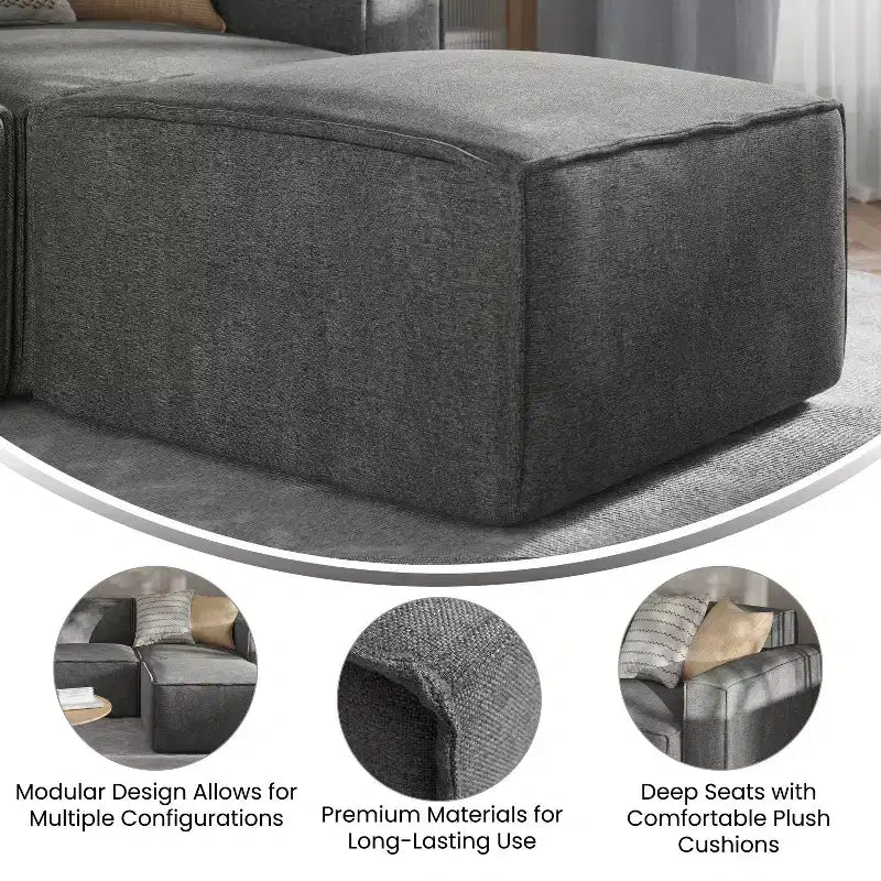 Canapé sectionnel modulaire de luxe Flash Furniture Bridgetown, siège ottoman