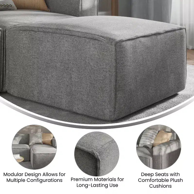 Canapé sectionnel modulaire de luxe Flash Furniture Bridgetown, siège ottoman