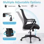 Costway Chaise de Bureau Ergonomique Hauteur Réglable avec Accoudoirs et Dossier en Maille Respirante