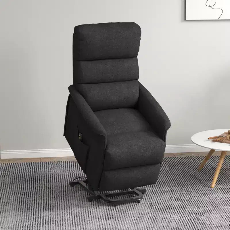 Fauteuil inclinable releveur électrique HOMCOM pour personnes âgées avec télécommande, revêtement en tissu de lin