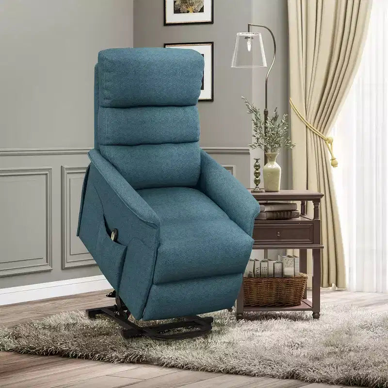 Fauteuil inclinable releveur électrique HOMCOM pour personnes âgées avec télécommande, revêtement en tissu de lin