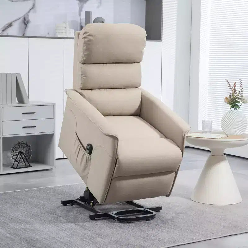 Fauteuil inclinable releveur électrique HOMCOM pour personnes âgées avec télécommande, revêtement en tissu de lin