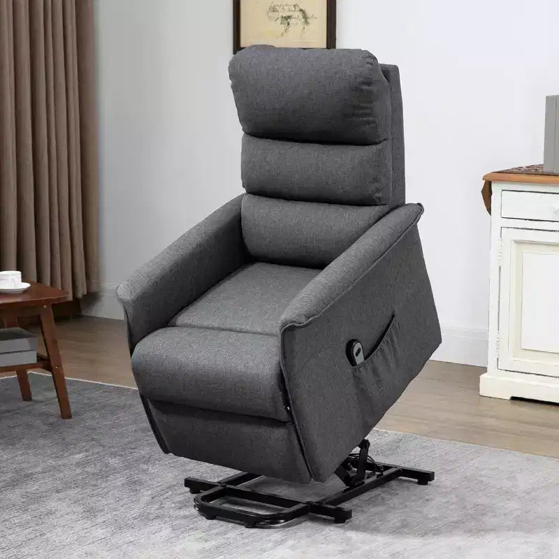 Fauteuil inclinable releveur électrique HOMCOM pour personnes âgées avec télécommande, revêtement en tissu de lin