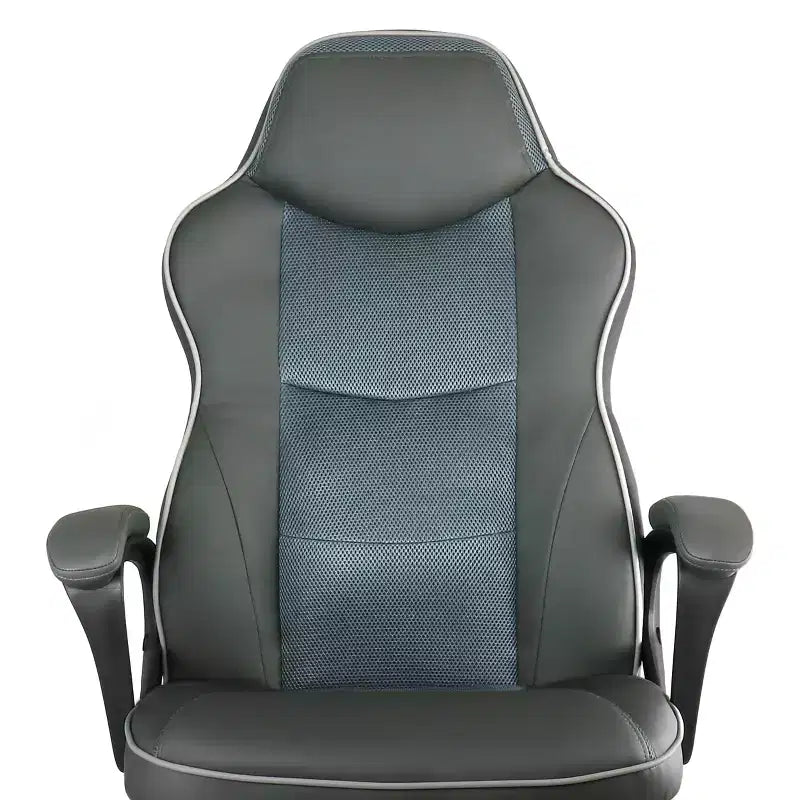 Fauteuil de bureau Elama en similicuir anthracite, dossier haut et réglable