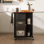 Chariot de service mobile Costway, desserte de cuisine en métal avec armoire à porte simple transparente
