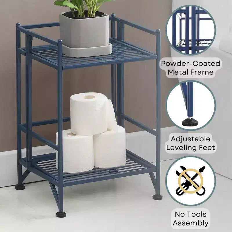 Étagère pliante en métal à 2 niveaux 20 Extra Storage - Breighton Home