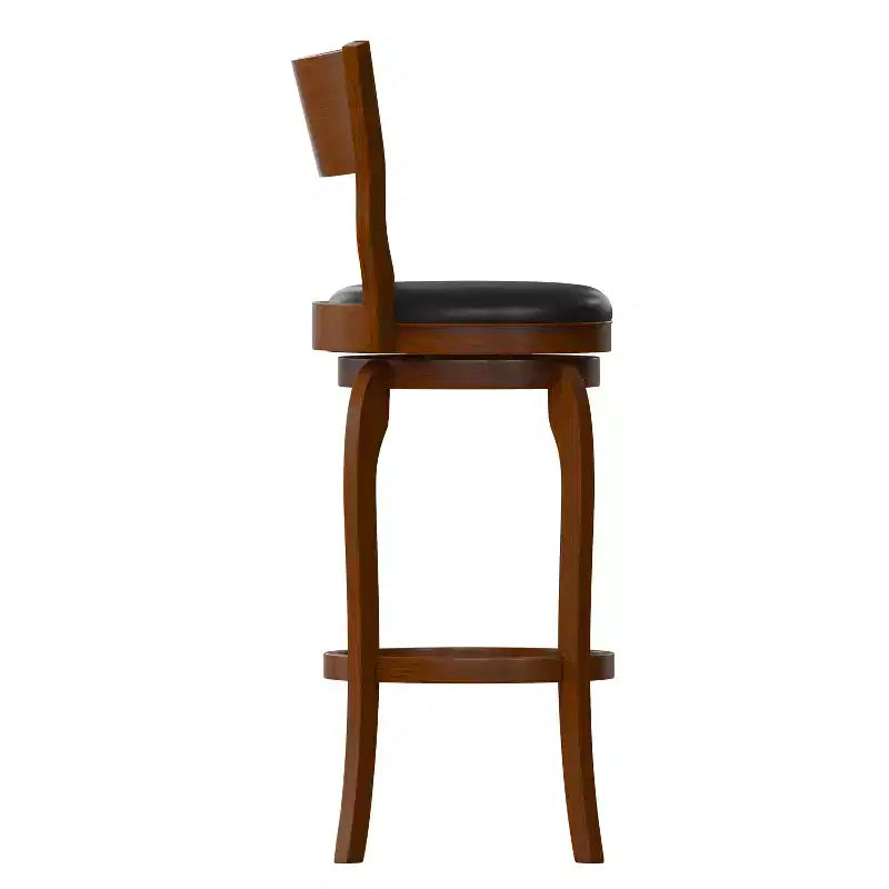 Tabouret de bar pivotant Emma et Oliver de style pub classique en bois avec siège rembourré en similicuir
