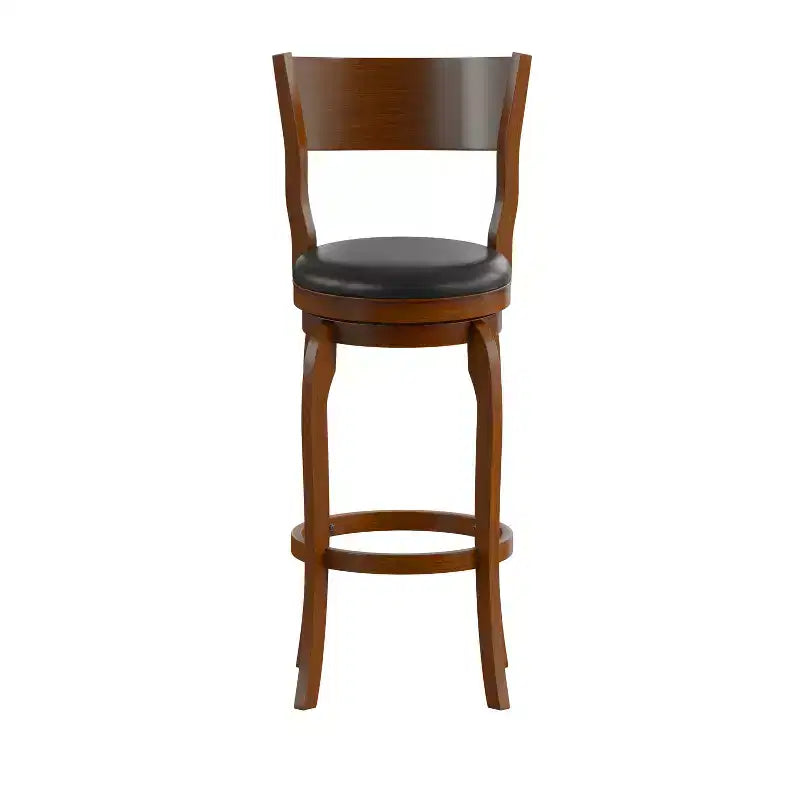 Tabouret de bar pivotant Emma et Oliver de style pub classique en bois avec siège rembourré en similicuir