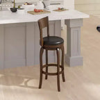 Tabouret de bar pivotant Emma et Oliver de style pub classique en bois avec siège rembourré en similicuir