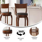 Tabouret de bar pivotant Emma et Oliver de style pub classique en bois avec siège rembourré en similicuir
