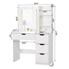 Coiffeuse avec tiroirs, coiffeuse blanche avec miroir et lumières 12 LED en 3 couleurs