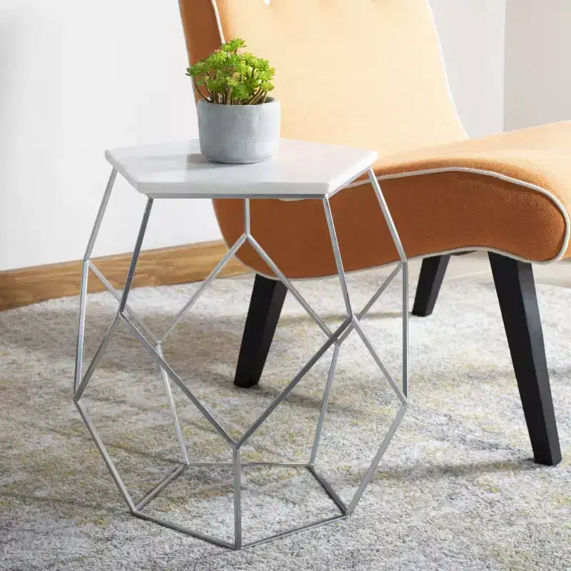Table d'appoint Abella Pentagon - FOX4515 - Argent - Safavieh Couture