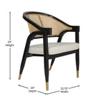 Chaise de salle à manger ou d'appoint Emma et Oliver Cane Rattan avec structure en bois massif, dossier tissé et assise coussinée