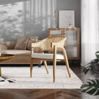 Chaise de salle à manger ou d'appoint Emma et Oliver Cane Rattan avec structure en bois massif, dossier tissé et assise coussinée