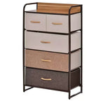 HOMCOM Commode en tissu à 5 tiroirs, tour de rangement à 4 niveaux avec cadre en acier pour couloir, chambre et placard