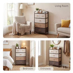 HOMCOM Commode en tissu à 5 tiroirs, tour de rangement à 4 niveaux avec cadre en acier pour couloir, chambre et placard