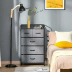 HOMCOM Commode en tissu à 5 tiroirs, tour de rangement à 4 niveaux avec cadre en acier pour couloir, chambre et placard