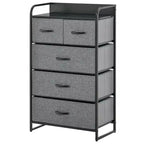 HOMCOM Commode en tissu à 5 tiroirs, tour de rangement à 4 niveaux avec cadre en acier pour couloir, chambre et placard