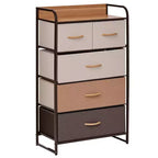 HOMCOM Commode en tissu à 5 tiroirs, tour de rangement à 4 niveaux avec cadre en acier pour couloir, chambre et placard
