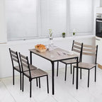 HOMCOM Ensemble table de salle à manger/cuisine de style moderne 5 pièces, 1 table et 4 chaises avec pieds en métal, convient pour l'extérieur