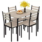 HOMCOM Ensemble table de salle à manger/cuisine de style moderne 5 pièces, 1 table et 4 chaises avec pieds en métal, convient pour l'extérieur