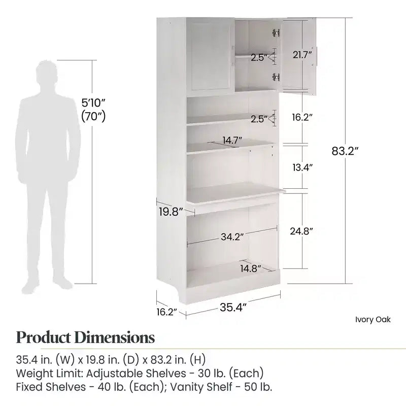 Ameriwood Home Meuble de rangement modulaire Elba, Chêne ivoire