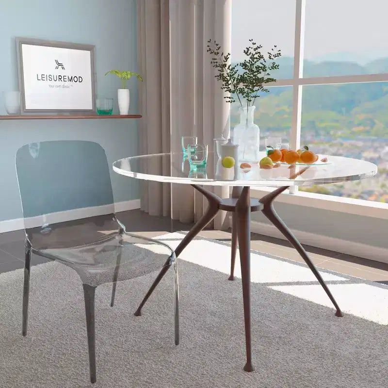 Chaise de salle à manger LeisureMod Murray en acrylique avec bord cascade et siège moulé élégant, style moderne pour cuisine, salle à manger, bureau, salon ou café