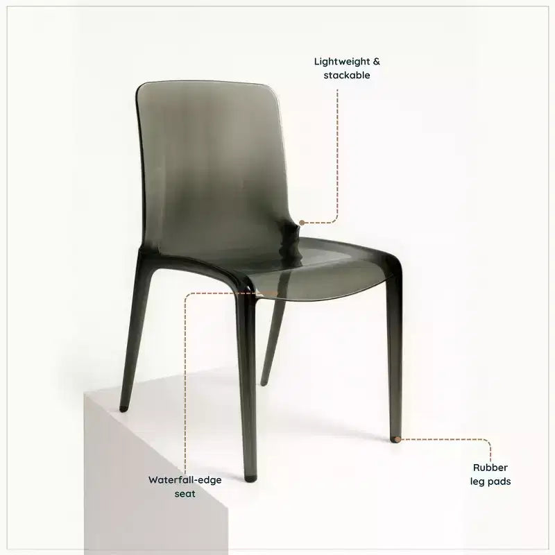Chaise de salle à manger LeisureMod Murray en acrylique avec bord cascade et siège moulé élégant, style moderne pour cuisine, salle à manger, bureau, salon ou café