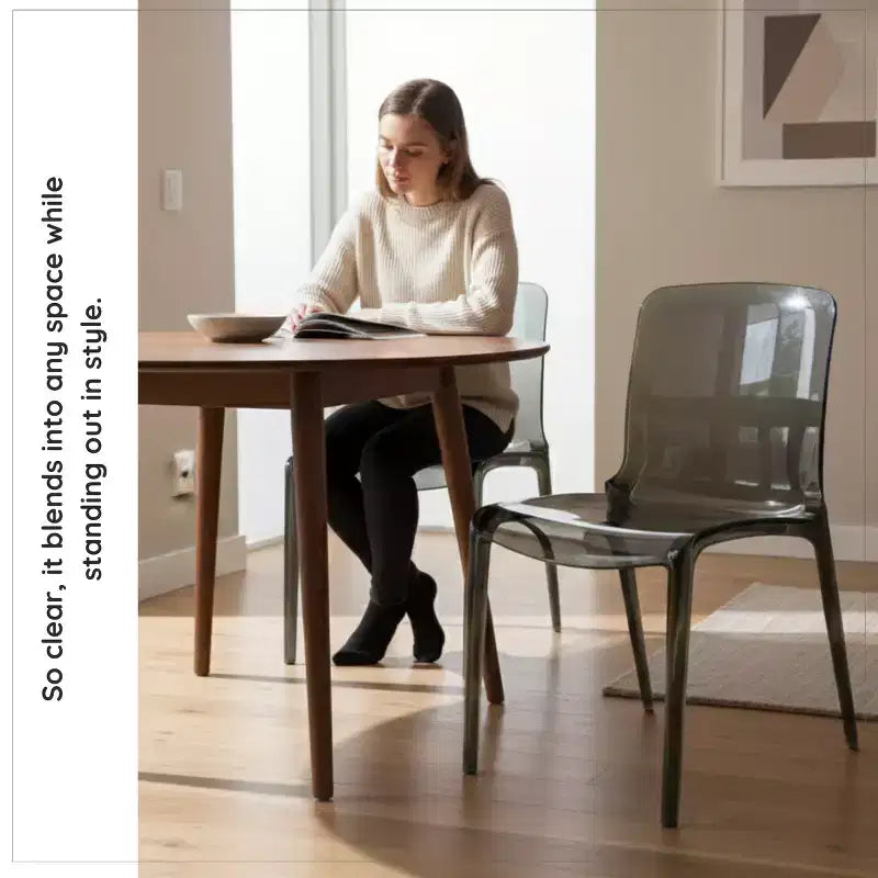 Chaise de salle à manger LeisureMod Murray en acrylique avec bord cascade et siège moulé élégant, style moderne pour cuisine, salle à manger, bureau, salon ou café