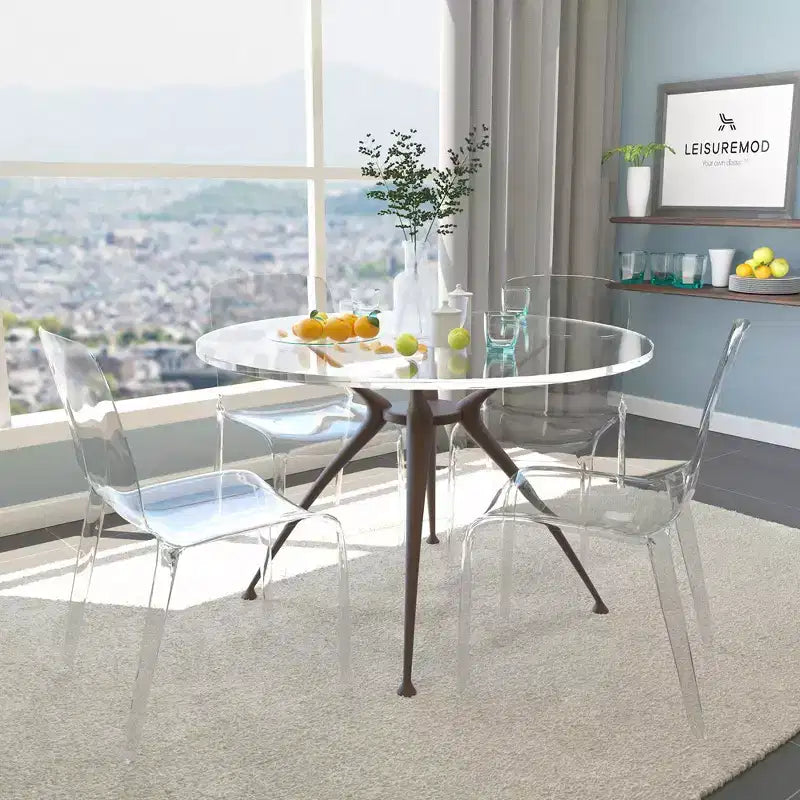 Chaise de salle à manger LeisureMod Murray en acrylique avec bord cascade et siège moulé élégant, style moderne pour cuisine, salle à manger, bureau, salon ou café