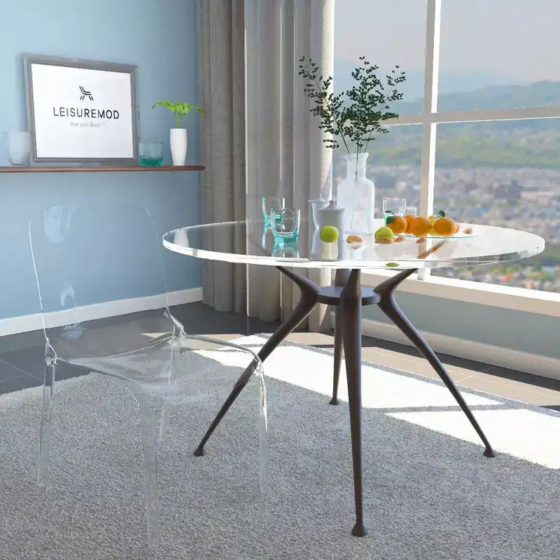 Chaise de salle à manger LeisureMod Murray en acrylique avec bord cascade et siège moulé élégant, style moderne pour cuisine, salle à manger, bureau, salon ou café