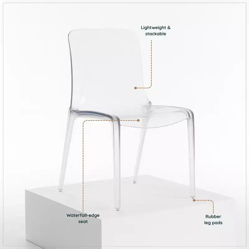 Chaise de salle à manger LeisureMod Murray en acrylique avec bord cascade et siège moulé élégant, style moderne pour cuisine, salle à manger, bureau, salon ou café