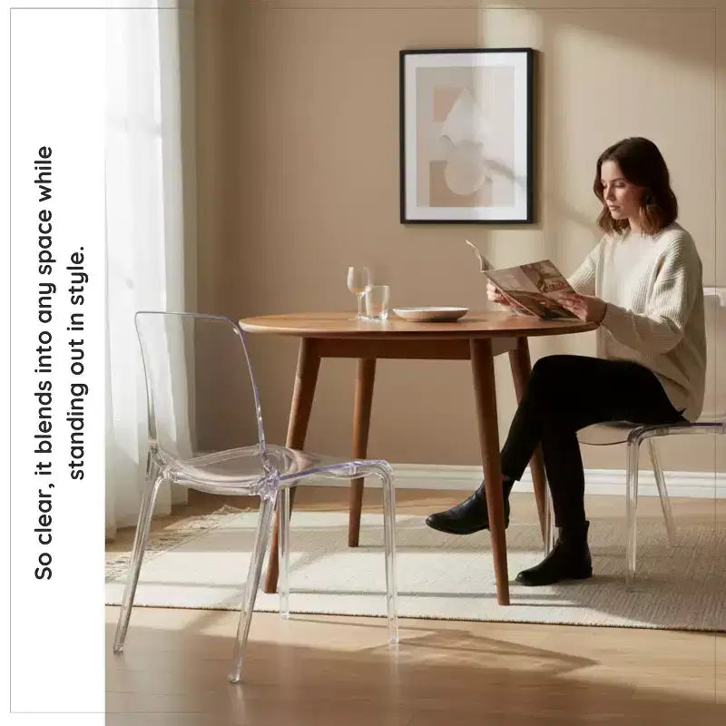 Chaise de salle à manger LeisureMod Murray en acrylique avec bord cascade et siège moulé élégant, style moderne pour cuisine, salle à manger, bureau, salon ou café