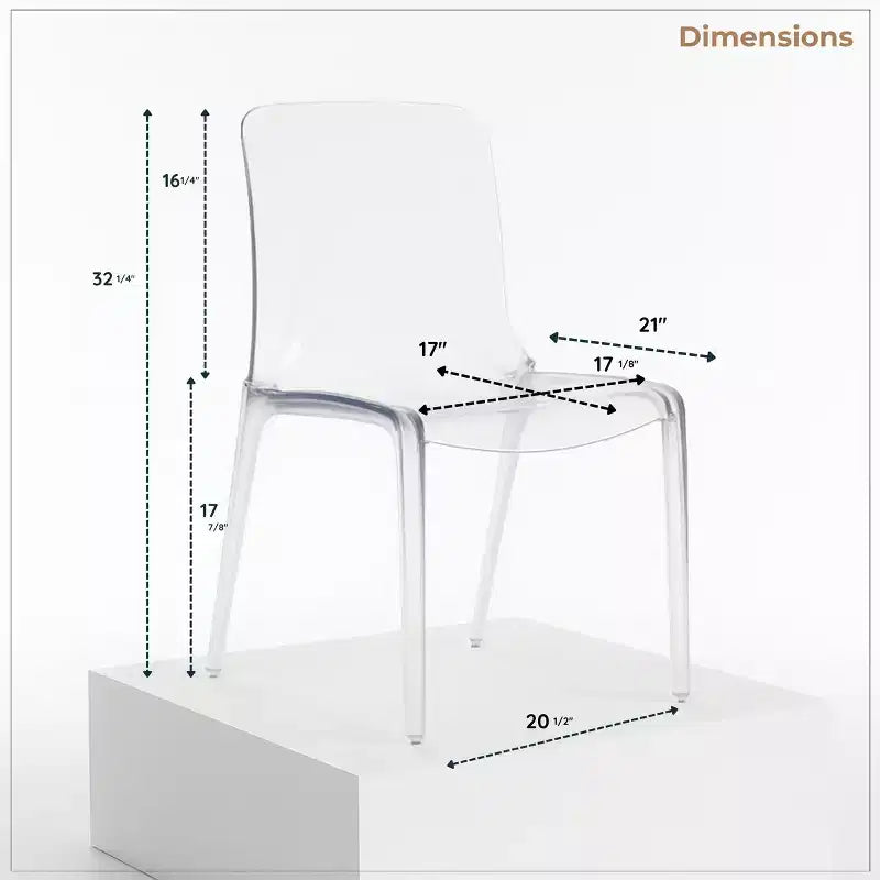 Chaise de salle à manger LeisureMod Murray en acrylique avec bord cascade et siège moulé élégant, style moderne pour cuisine, salle à manger, bureau, salon ou café