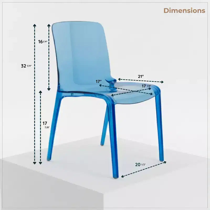 Chaise de salle à manger LeisureMod Murray en acrylique avec bord cascade et siège moulé élégant, style moderne pour cuisine, salle à manger, bureau, salon ou café