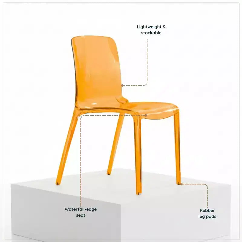 Chaise de salle à manger LeisureMod Murray en acrylique avec bord cascade et siège moulé élégant, style moderne pour cuisine, salle à manger, bureau, salon ou café