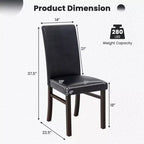 Costway Chaises de Salle à Manger Rembourrées Lot de 2/4 Cuir PU Pieds en Bois d'Hévéa Massif Sans Accoudoirs
