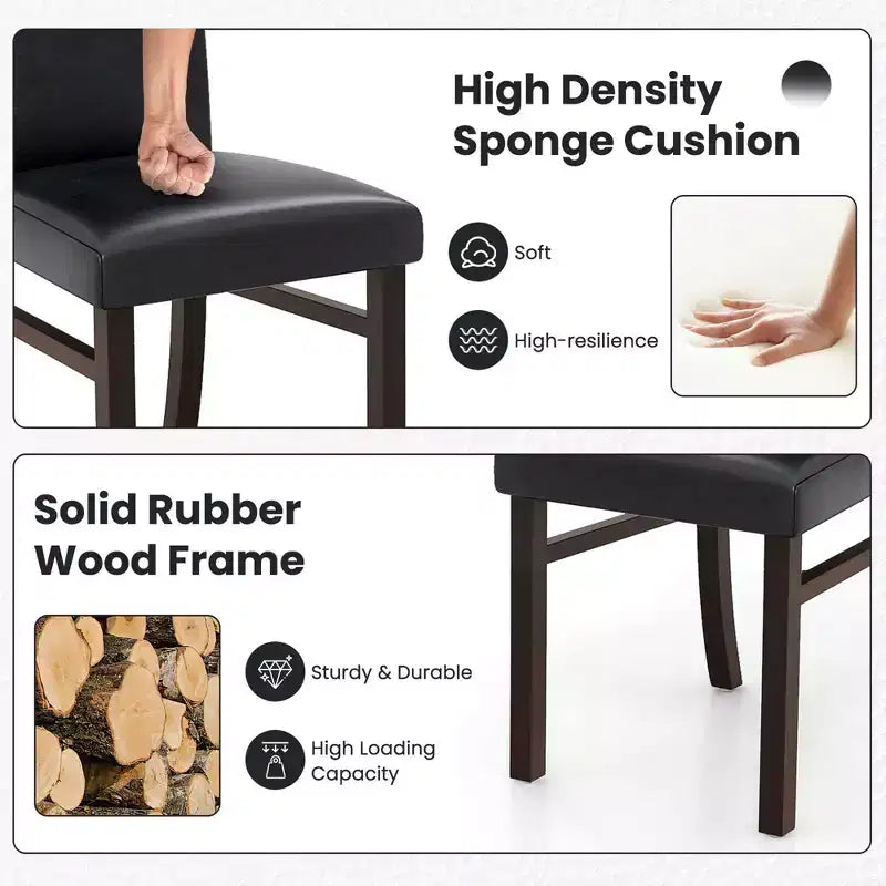 Costway Chaises de Salle à Manger Rembourrées Lot de 2/4 Cuir PU Pieds en Bois d'Hévéa Massif Sans Accoudoirs