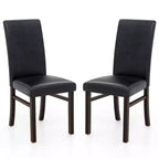 Costway Chaises de Salle à Manger Rembourrées Lot de 2/4 Cuir PU Pieds en Bois d'Hévéa Massif Sans Accoudoirs