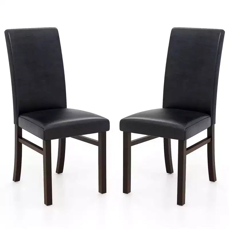 Costway Chaises de Salle à Manger Rembourrées Lot de 2/4 Cuir PU Pieds en Bois d'Hévéa Massif Sans Accoudoirs