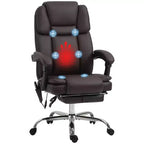 Chaise de bureau de massage Vinsetto avec chaleur, hauteur réglable et repose-pieds, chaise d'ordinateur confortable en cuir PU