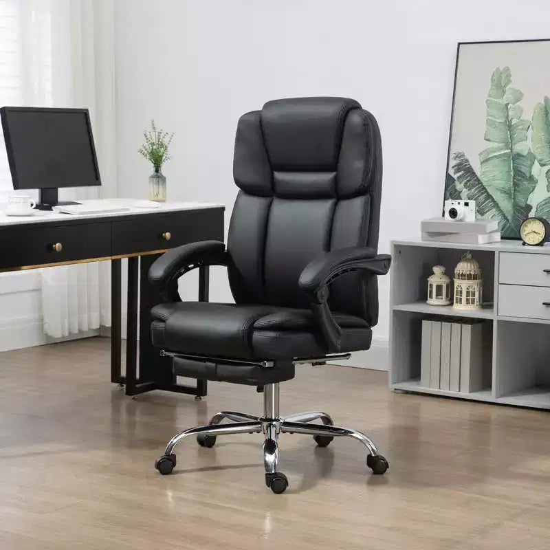 Chaise de bureau de massage Vinsetto avec chaleur, hauteur réglable et repose-pieds, chaise d'ordinateur confortable en cuir PU